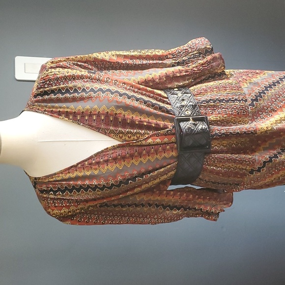 Vtg due per due brown vneck silk maxi dress size 16 - Picture 3 of 16